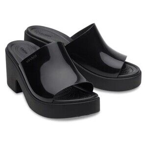 NEW Crocs BROOKLYN SLIDE HIGH SHINE HEEL - Black Size 7